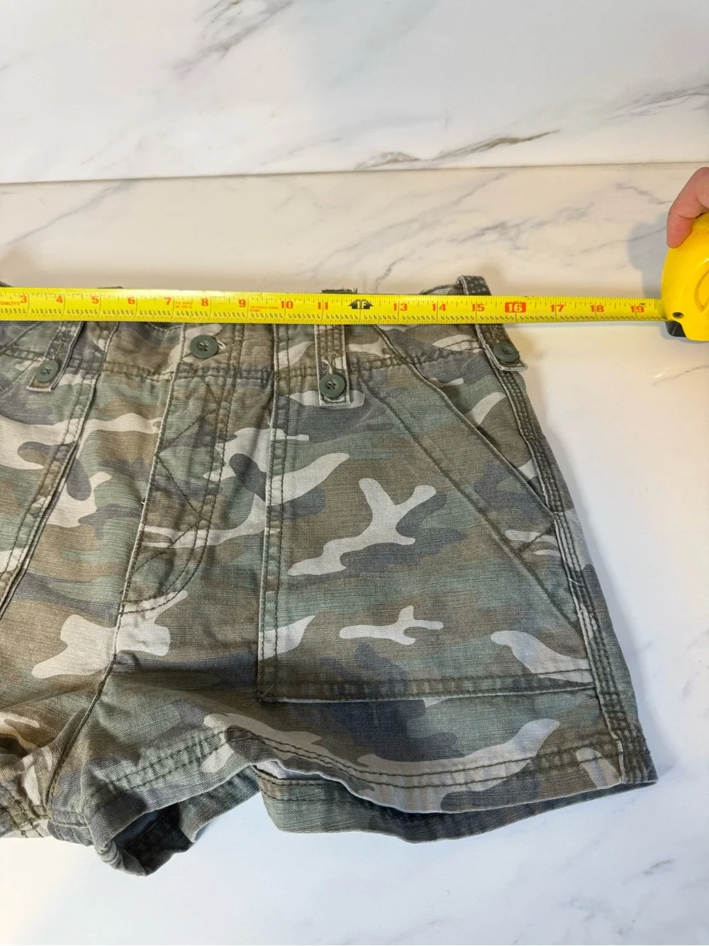 Free people camo denim shorts